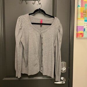 EUC Gray Cardigan with slight puff sleeves. Size 2 equal to 1x in plus.